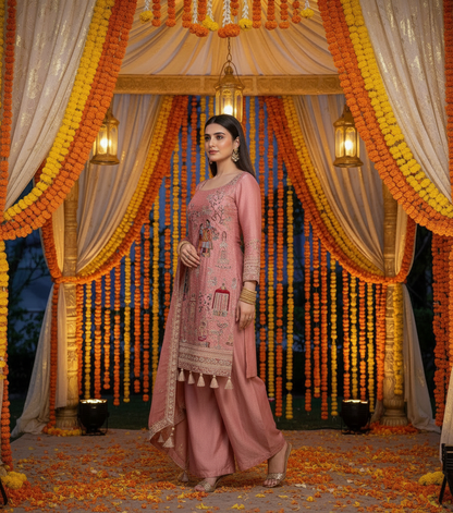 Elegant Multicolor Embroidered Kurti Suit Set with Dupatta