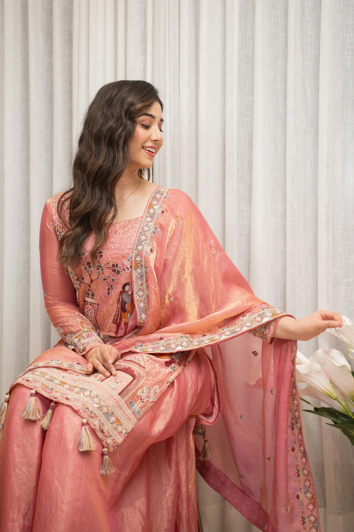 Elegant Multicolor Embroidered Kurti Suit Set with Dupatta