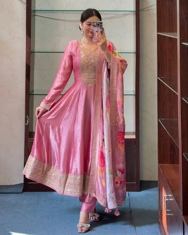Mehfil Magic Silk Anarkali Suit with Dupatta