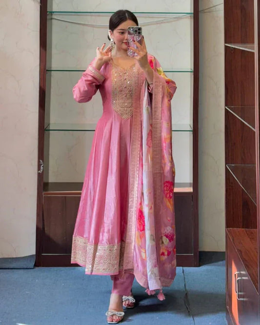 Mehfil Magic Silk Anarkali Suit with Dupatta
